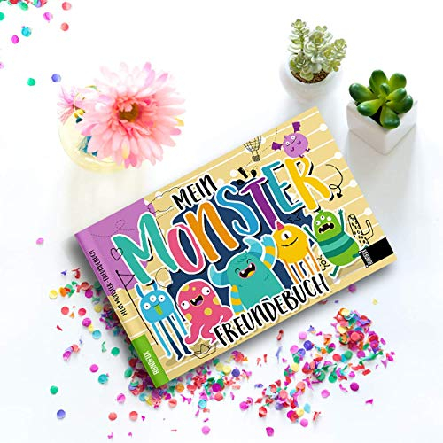 Mein Monster-Freundebuch für Kindergarten oder Schule von 5-9 Jahren mit Platz für 17 Kinder, 4 Betreuer und Gruppenfotos (92 Seiten) Rundfux