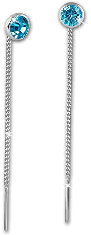 SilberDream Ohrringe 4mm Damen 925 Silber Ohrhänger Zirkonia türkis SDO5964T Silber Ohrhänger