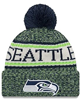 New Era ONF18 Sport Knit Bommelmütze Seattle Seahawks Blau Grün, Size:ONE Size