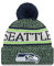 New Era ONF18 Sport Knit Bommelmütze Seattle Seahawks Blau Grün, Size:ONE Size