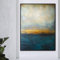 Orlco Art Original peinte à la main Bleu couteau à palette Doré et vert Grande Décor à l'huile abstraite Peinture sur toile Bleu et blanc, Toile, Abstarct, 24x36inch