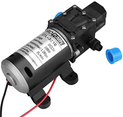 Estink Pompa dell'acqua autoadescante da 12 V DC, 8 l, 100 W, 160 Psi, per lavaggio auto, barca, pulizia e irrigazione del giardino