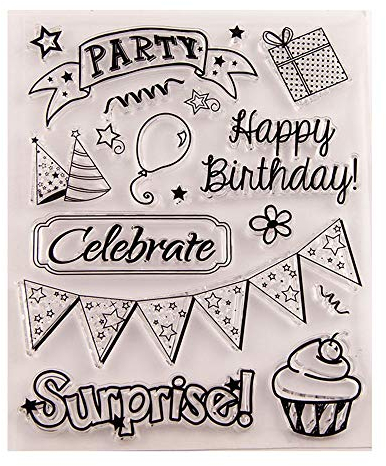 arriettycraft Happy Birthday Balloon Cake Surprise Birthday Party Clear Stamps Clear Stamp/Seal Scrapbook/Photo Decorative Card Making Clear Stamp