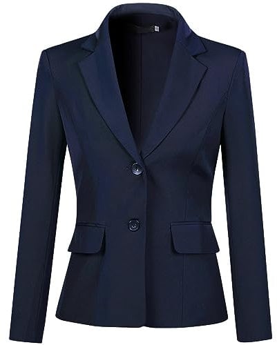 YYNUDA Femme Casual Blazer Business Pockets Boutons Manche Longue Costume Jackets,Bleu,XL