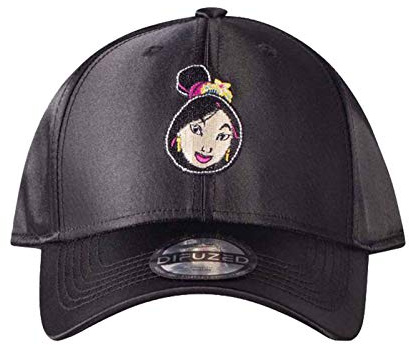 Difuzed Damen Mulan Face Patch Curved Bill Cap Baseballkappe, Schwarz, Einheitsgröße