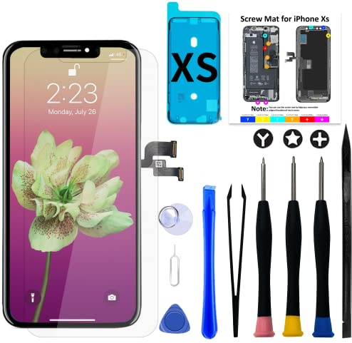 Brinonac Display für iPhone XS, 5,8 3D Touchscreen LCD Digitalisierer Bildschirm Ersatz mit Reparaturset, Wasserfester Klebstoff und Gehärtetes Glas