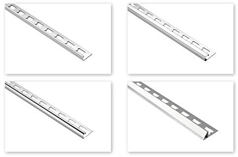 HEXIM Fliesenschienen/Edelstahlschienen, silber glänzend 2m - große Auswahl an Schienenhöhen und Profilen, V2A Edelstahl - 11mm Rundprofil