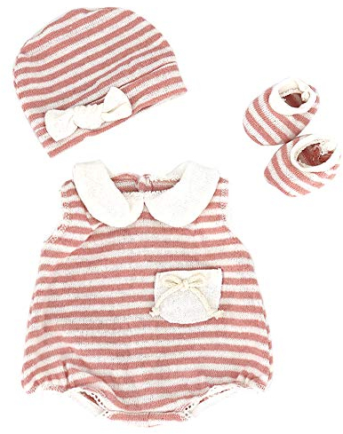ZWOOS Puppenkleidung für New Born Baby Doll, niedlich Baumwolle Outfit mit Hut und Socken für 18 Puppen (40-45 cm)