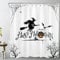 HVEST Happy Halloween Shower Curtain Magic Witch Broom Spider Web Pumpkin Bat Shower Curtains Black White Halloween Fabric Shower Curtains Sets with Hooks for Bathroom Decor, 72W x 72H Inches