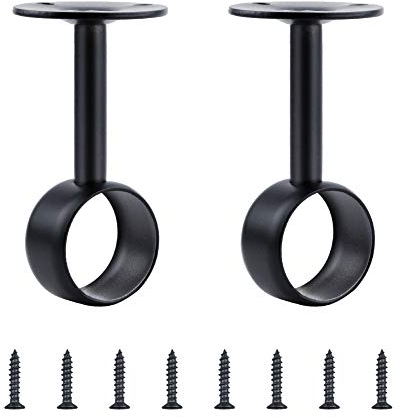 INCREWAY Gardinenstangenhalterung für die Decke, Edelstahl, 32 mm Innendurchmesser, Deckenhalterung, langlebig, Halterungen, 2 Stück, Schwarz