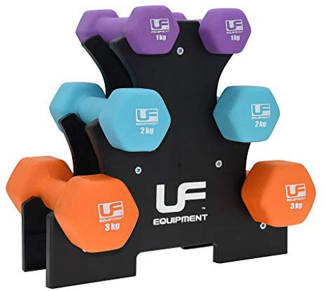 Urban Fitness 12Kg Dumbbell Tree Set (2x1kg,2x2kg,2x3kg) Home Gym Workout Weights