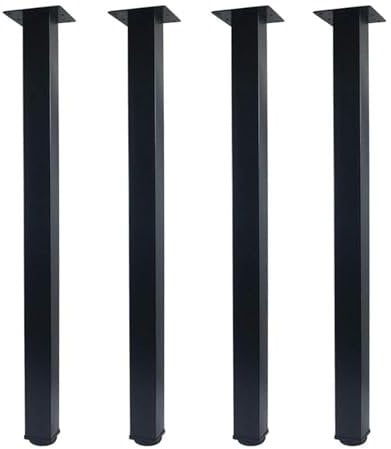 QLLY Lot de 4 Pieds de Bureau carrés réglables en métal de 70 cm, pour Table de Bureau (69,8 cm, Noir)