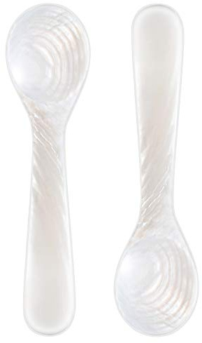 Patelai 2 Pieces Mother of Pearl Caviar Spoons Round Handle, 9cm/3.54 Inch