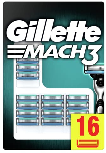 Gillette Mach3 Replacement Razor Blades for Men, 16 Pcs Made of Precision Cut Steel Provides Shaving Up To 15 Times Per Blade