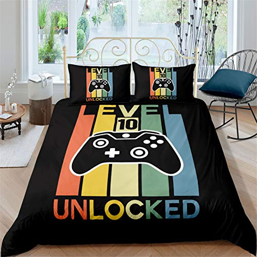 AYMAING Bettwäsche-Set, Bunt Spiele Gamepad Motiv Bettbezug 135x200 cm, Kopfkissenbezug 50 x 75 cm, Microfaser