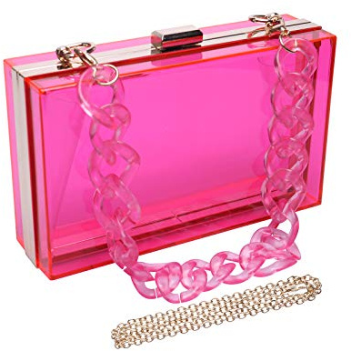 WEDDINGHELPER Transparente Abendtasche für Damen, Acryl, Clutch, Vintage, Bankett, Handtasche, Pink