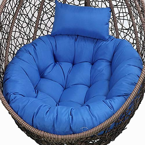 CFMZ Sitzkissen HäNgesessel Kissen Outdoor, HäNgesessel Polsterauflage Rund mit Kopfstütze, Waschbar Komfortabel rutschfest Wicker Stuhlkissen Cushion für Drinnen Oder DraußEn YadlanNavy Blue