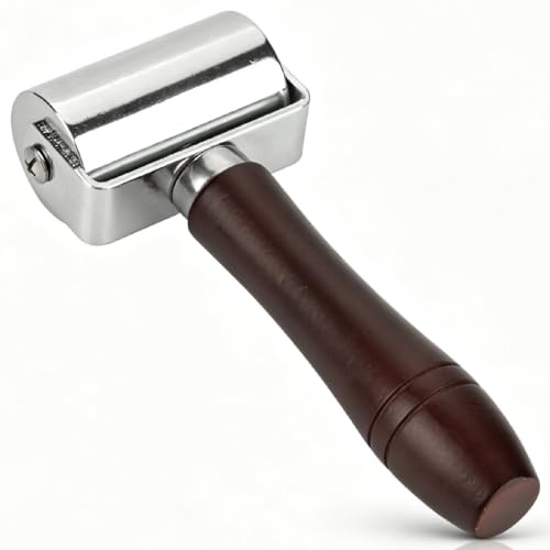 60mm Leather Press Roller with Wooden Handle Wallpaper Edge Seam Leather Glue Edges Laminating Seam Hand Pressure Roller Leathercraft Glued Layer Rolling Tool