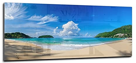 Canvasfly Wandpaneele für Küche Deko-Spritzschutz für Küchenrückwand Glas Bilder Gehärtet Küchen-Deko Glasplatte aus Vorgespanntem Glas Küchenrückwandplatte 150x60 Strand