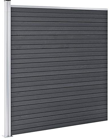 Tidyard Gartenzaun Zaunpaneel-Set WPC-Zaun Sichtschutzzaun Windschutzzaun Lamellenzaun Windschutz Sichtschutz Zaun Element Terrasse Garten Zaunset WPC 1564x186 cm Grau