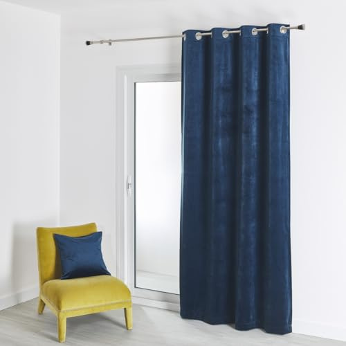 HomeMaison.com Vorhang, Velours, einfarbig, Marineblau, 135 x 260 cm