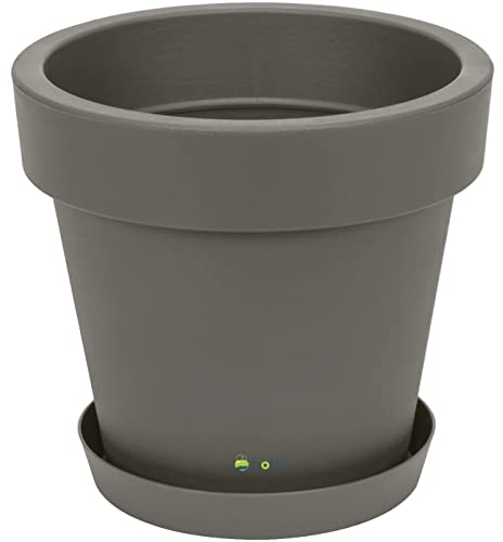 botle Macetero con platillo, Macetas Grandes, 40 cm x 36,1 cm, piedra gris, maceta de plástico