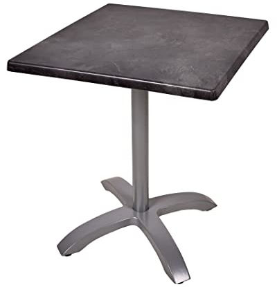 Dynamic24 Bistrotisch Set Dark Slate 70x70cm Tischgestell Alu Silber matt Garten Tisch