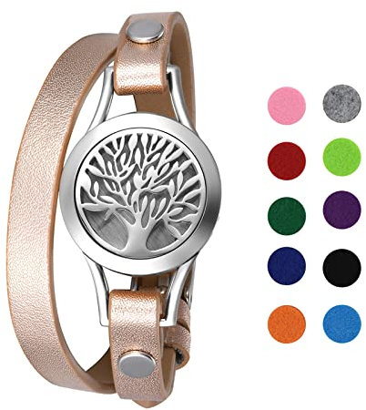 OIDEA Damen Armband Leder Aromatherapie: Silber Wolke Doppel-Lap Rosegold Lederarmband mit 10 Filz-Pads Armreif Handgelenk Schmuck Geschenk für Frauen Mädchen Freundin