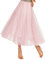 Luna et Margarita Jupe Femme Tutu Rose en Voile Mi Longue à Couches Plissée avec Taille Contrastante Taille 3XL