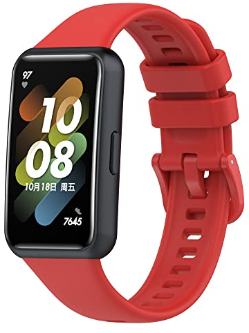 Yikamosi Cinturino Compatibile con Huawei Band 7,Sgancio rapido Silicone Chiusura in acciaio inossidabile Cinturino di Ricambio per Huawei Band 7,Rosso