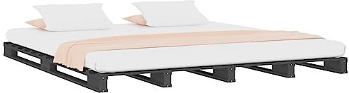 vidaXL Pallet Bed without Mattress Grey 200x200 cm Solid Wood