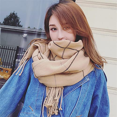 Bysonglezai Scarf Women'S Scarves Wraps Shawl Han Edition Scarves Female New Winter Winter Joker Tassel Plaid Shawl And Thickening Warm Imitation Cashmere Scarf Gy013-1
