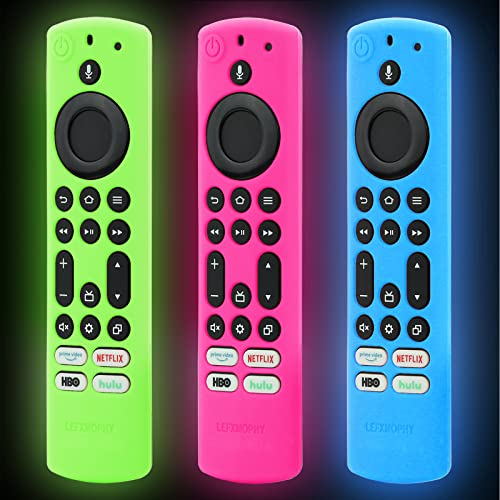 LEFXMOPHY NS-43F301NA22 Remote Cover Compatible for Toshiba Insignia NS-RCFNA-21 2021 Omni Series / 4-Series Smart TV, 3-Pack Green Sky Blue Pink Silicone Protector Glow in Dark