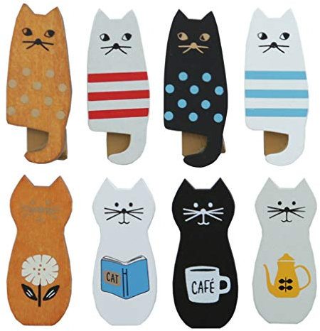 Cat Fridge Magnet Funny Cat Refrigerator Magnet Wood Cats Fridge Magnets Clips Wooden Magnets for Fridge Whiteboard Animal Refrigerator stickers Fridge Stickers for Kids Cat Lovers (8 Packs)