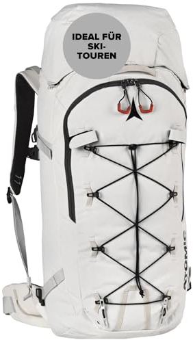 ATOMIC Backland FR 24+ Off White - leichter Skitouren-Rucksack mit flexiblem Stauraum & Rolltop - alpiner Wanderrucksack mit mehr als 24L - robuster & vielseitiger Ski-Rucksack mit Hüftgurt