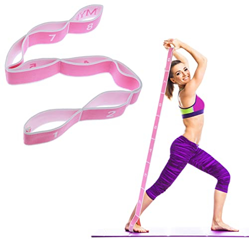 Abeillo Stretching Strap with Loops, Elastic Yoga Straps for Stretching Equipment, Stretch Band for Physical Therapy, Pilates, Yoga, Dance, Gymnastics Exercise and Flexibility