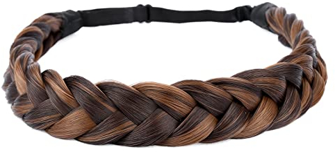 Gledola 2 Stränge geflochtene Zöpfe Stirnband geflochtene synthetische Haar elastische Stretch, Haar Zubehör für Frauen, Mädchen (Schokoladentoast)