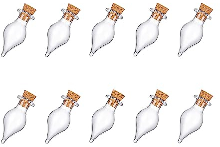 QUUPY 10 PCS mini bottiglie di vetro con tappo in sughero, piccole bottiglie decorazione fai da te per matrimoni 3x1.4cm