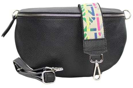 Bauchtasche Damen Stylisch Moderne Taschen mit Breitem Wechselgurt Nappa Leder Genuine Leder Bauchtasche Inklusive Breiter Gurt Gürteltasche Crossbody Bag damen (Festival)