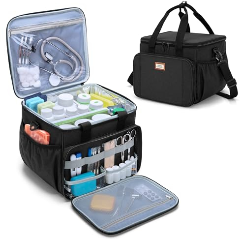 CURMIO Bolsa Médica Aislante, Bolsa Botiquín Portátil para el Hogar, Bolsa de Emergencia para Suministros Médicos y Medicamentos, Negro