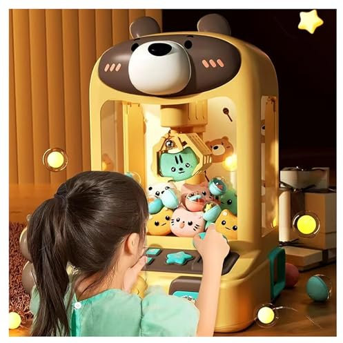 ARTSIM Claw Machine, Klauenmaschine mit Interaktive Lichter,Musik,30*Plüschtieren,10*Gashapons, Greifer Spielautomat Geschenkideen für Kinds im Alter von 4-12,Bear
