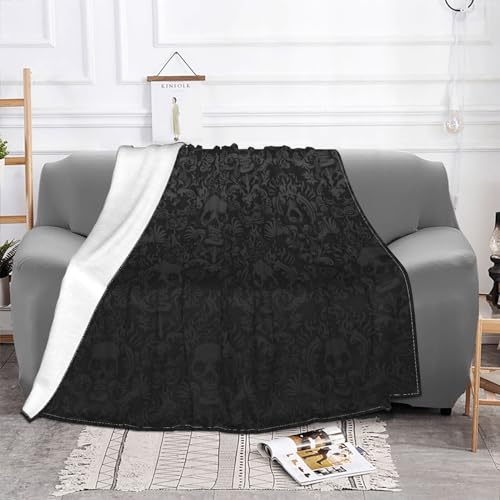 JEWOSS Gothic-Tapete, Totenkopf-Druck, Anti-Pilling-Flanelldecke, superweich, superfeine Wolldecke, Bettwäsche
