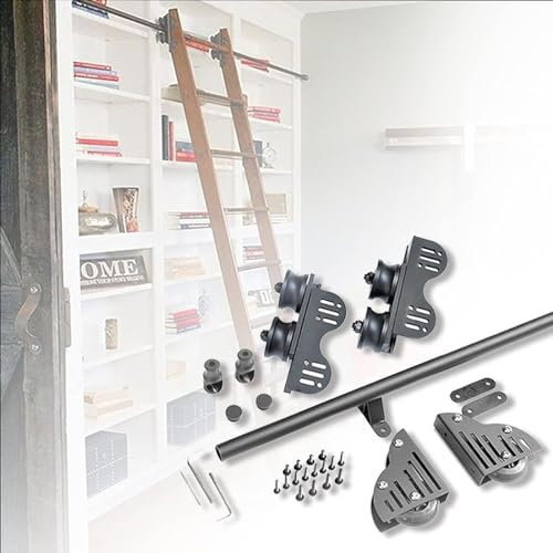 Schiebe-Bibliotheksleiter-Hardware-Roll-Kit, 3,3 Fuß Bis 26 Fuß Schiebe-Scheunentor-Kit, Bewegliche Leiterschiene for Zuhause/Innenraum/Dachboden Mit Bodenrollen (ohne Leiter) (Size : 700cm/23ft)