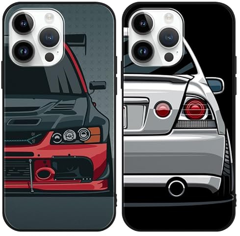 Yomyejisoo 2 Stück Handyhülle für iPhone 13 iPhone 14 Hülle 6.1, Cool Classic JDM Legends Japan Auto Cool Design Jungs mit Motiv, Weich TPU Stoßfest Kratzfeste Silikon Matt Bumper Case Cover,01