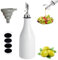 TOWEBOORY Distributeur D'huile D'olive en Céramique, 300 ML Bouteille Huile Olive Bouteille Distributrice D'Huile D'Olive en Porcelaine avec Étiquette pour le Stockage D'huile, Vinaigre (Blanc)