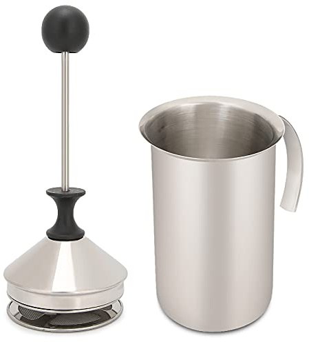 Montalatte Palmare in Acciaio Inox da 400 Ml, Montalatte in Acciaio Addensato Montalatte a Mano con Pompa per Latte con Molla per Applicazioni da Cucina Casa Fai da Te