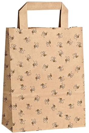 Stabile Papiertragetasche, Tüte, Verpackung, Bienen, Imker, Honig, 18x22 cm, 10er Set