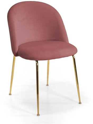 Bonussi Sedia Sammi 50x57xh47/77,5 cm in Tessuto Velluto Rosa Antico/Oro