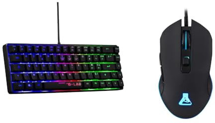 The G-Lab Keyz Hydrogen, Clavier Gamer 60%, Clavier Semi-mécanique Filaire Azerty & Kult Helium Souris Gamer Filaire USB - Capteur Optique 800 à 3200 DPI