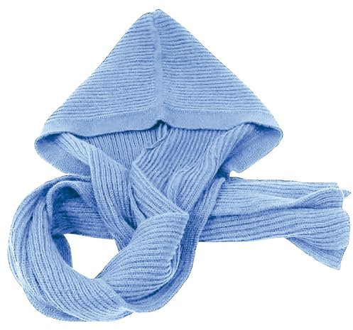 QUINTRA Winter Damen Dicker Warmer Strick Kapuzenschal Pullover Kopftuch Hoodie Mütze Muslimische Frauen Wollmütze Kapuzenschal Wickelschal Häkelstrick Halswärmer Sommerhut (Blue, One Size)